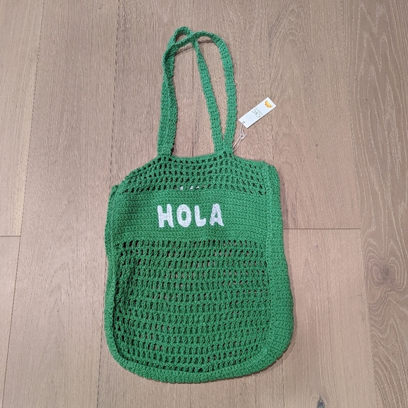 Green Crochet Tote Bag - Picture 1 of 7